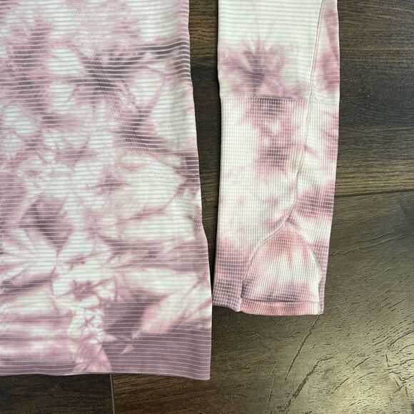 Lululemon Swiftly Tech Size 4 Long Sleeve 2.0 Shibori Stripe Pink Taupe Tie Dye - Picture 13 of 14